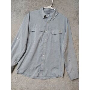 Huk Shirt Mens Small Performance Fishing Blue Utility Boating Beach Mesh Back S